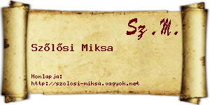 Szőlősi Miksa névjegykártya
